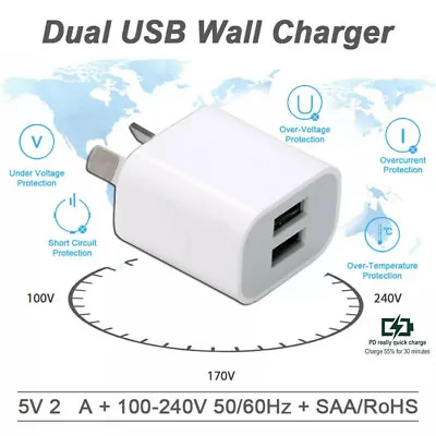 Universal Travel 5V 2A Dual USB AC Wall Home Charger Power Adapter AU Plug Phone • $8.46