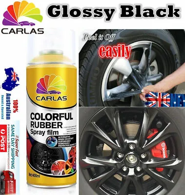 2 Can Glossy Black Removable Rubber Paint Carlas Plasti Dip Wheel Rim Spray Pain • $37