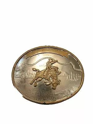 Vintage Bull Riding Rodeo Belt Buckle German Silver • $14