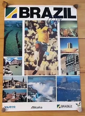 BRAZIL Pele | Original Vintage Rare Airlines Travel Poster 35 X25  Brasil VARIG • $125