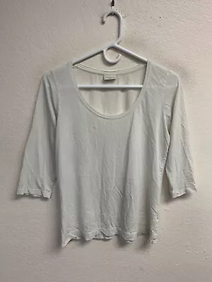 Dries Van Noten Women's 3/4 Sleeve T-Shirt Top SMALL White Designer *SEE DAMAGE • $0.99