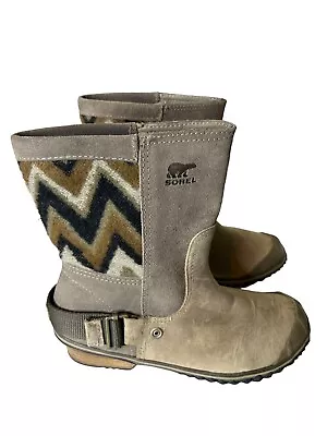 Sorel Brown Slim Shortie Boot Women Sz 6 Tobacco Indian Blanket Waterproof • $40