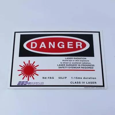 Sharplan/Lumenis VascuLight Laser Room Safety Warning Danger Poster Sign Nd:YAG • $50