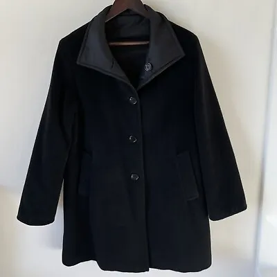 CINZIA ROCCA Cashmere Coat REVERSIBLE Jacket Black Womens Size US 6 Wool MINT • $99.99