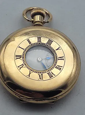 Antique Gold Plated Half Hunter Pocket Watch  50mm./m034 • £159