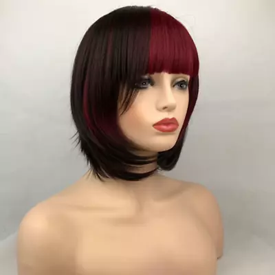 Fashion BOB Ladies Short Wig Black Red Mix Wig Hair Classic Cosplay Party Wigs • $16.87