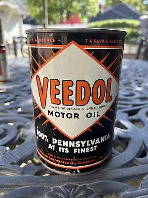 Rare Vintage Veedol Motor Oil Quart Tide Water Gas Station Metal Can • $99.99