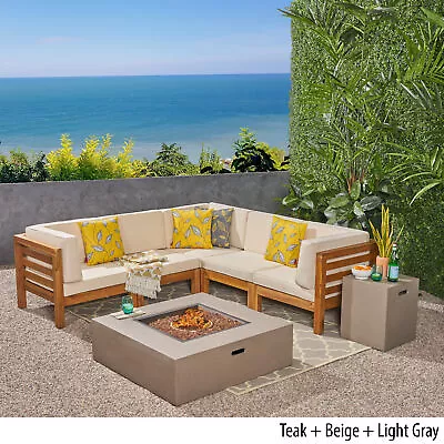 Ravello Outdoor V-Shaped Sectional Sofa Set With Fire Pit • $1673.58