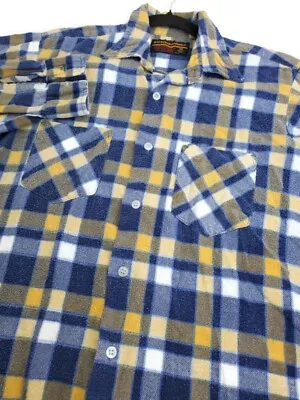 VTG 70s 80s Montgomery Ward Thrashed Grunge Flannel Shirt Medium Plaid Blue • $29