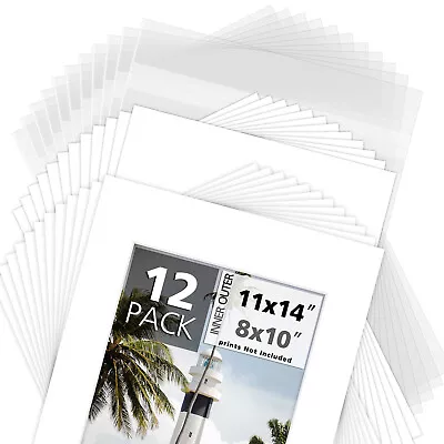 12 Pack White Picture Mats Frame Mattes With Backing Boards And Clear Bags • $39.58