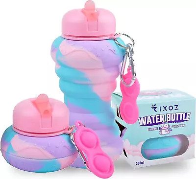 RIXOZ Donut Water Bottle - 500ml Silicone Collapsible Donut Water Bottle With • £11.91