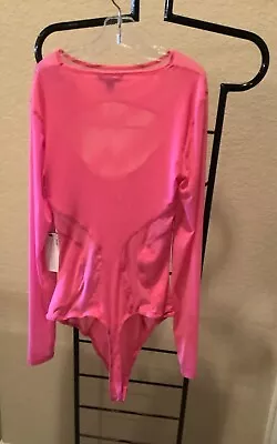 NEW Womens Pink GUESS Small Long Sleeve ILLusion Bodysuit Leotard NWT Retail $69 • $29.99