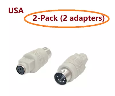 PTC 2pcs Keyboard Adapter PS2 6pin Female To AT 5pin DIN Male Adaptor Cable/Cord • $9.99