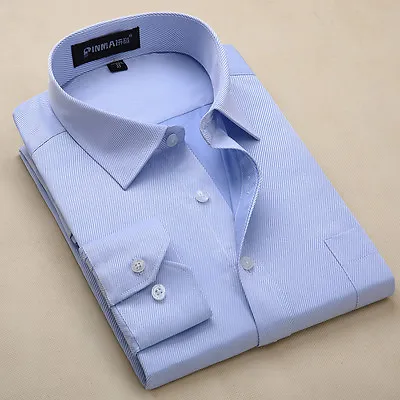 Mens Dress Shirts Long Sleeves  Luxury Slim Fit Button Down Shirt Multicolor Top • $17.09