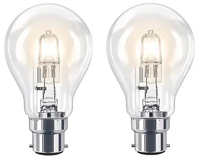 £5.99 • Buy 2 X Eco Classic Halogen GLS Energy Saving Light  Bulbs BC B22  28W Dimmable
