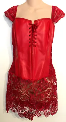 GOTH/STEAMPUNK STEEL BONED LACE UP CORSET/BUSTIER DRESS-Plus Size 4XL-RED • $17