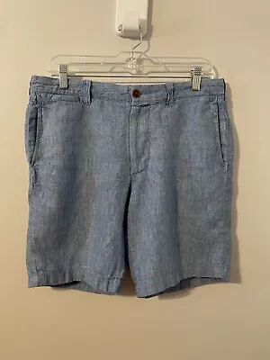 J Crew Stanton Baird McNutt Irish Linen Chino Shorts Flat Front Blue 31 (32) EUC • $24.99