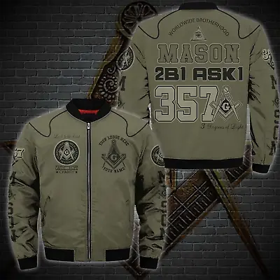 Custom Lodge Name Number Your Name Mason Look To The East 3D Bomber Jacket S-5XL • $44.59