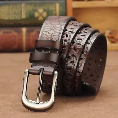 Vintage Leather Belt Pin Buckle Waistband Ladies Dress Strap Fashion Waist Band • £5.54