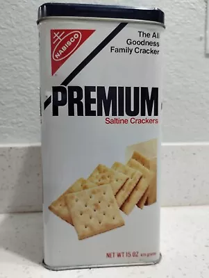 Nabisco Premium Saltine Crackers 15 Oz. Metal Tin Container 1978 Vintage Read • $16.64