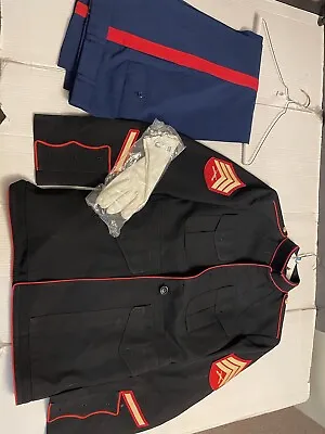 USMC US MARINE CORPS DRESS BLUES UNIFORM Jacket 39S Trouser 30S Sgt No Buttons • $160