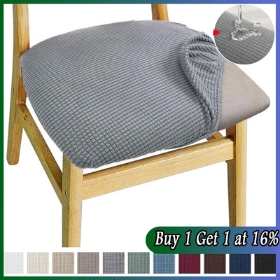 £3.42 • Buy 1-6pcs Dining Chair Seat Covers Stretch Jacquard Cushion Slipcovers Protector