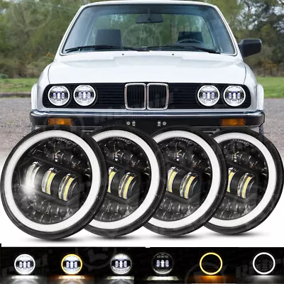 4PCS 5-3/4 5.75  LED Headlights Hi/Lo Beam Angel Eyes For BMW 325i 528i 535i E30 • $99.99