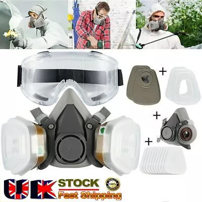 Full Face Gas Mask Anti-Vapor Respirator Paint Spray Chemical Factory Protective • £10.91