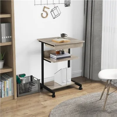 Small Rolling Computer Desk Home Office Tray Desk Workstation Writing Desk Gray • $54.99