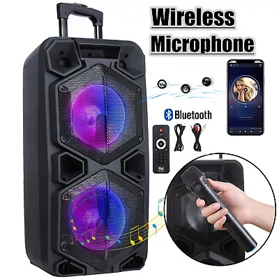 9000W Dual 10  Rechargeable Bluetooth Speaker LED DJ PA Karaoke Party System+Mic • $139.99