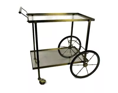 Bar Cocktail Tea Cart Trolley Hollywood Regency Kitchen Island Brass Very Stylis • $594.05