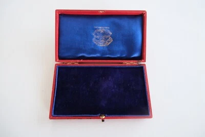 £32 • Buy Antique Art Deco Empty Larger Red Leather Watch/pendant/medal Box - C1930's