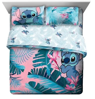 Lilo & Stitch Floral Fun 7 Piece Queen Bed Set New Queen Size • $115