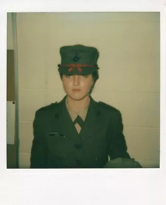 Vintage Polaroid Photo Cute Woman Soldier Military Uniform Americana Portrait • $3.89