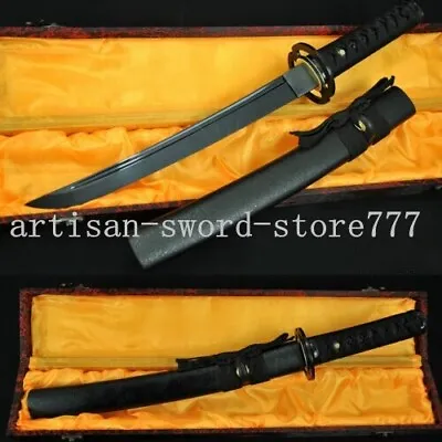 20 * Hand Made Full Black Japanese Samurai Tanto Sword Black Blade Musashi Tsuba • $153.45