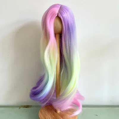 BJD Doll's 8-9  1/3 7-8  1/4 6-7  1/6 Wig Long Curly Rainbow Color Dollfile SD • $23.99