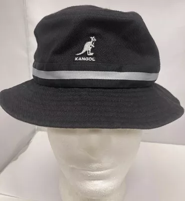 Kangol Original Bucket Fishing Golf Hat Stripe Lahinch Cotton Black Medium • $19.99