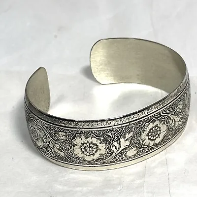 925 Sterling Silver Vintage Danecraft Floral Etched Cuff Bracelet Scroll Vine 6  • $67.95