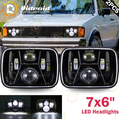 Pair 7x6  Square LED Headlights Kit & High Low Beam For VW Rabbit 1979-1984 • $59.98