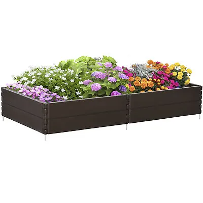 Outsunny Raised Garden Bed For Veggies Flowers 6 Panels Outdoor Planter Box • £45.99