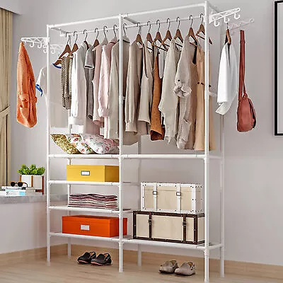 Heavy Duty Metal Clothes Rail Storage Garment Shelf Hanging Display Stand Rack • £13.89