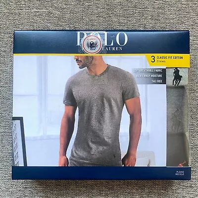 Polo Ralph Lauren Men's Gray-Charcoal-Black Classic Fit Crew-Neck 3 Pack T-Shirt • $37