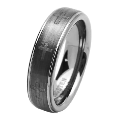 Men 7MM Tungsten Carbide Wedding Band Cross Engraved Ring /Free Gift Box • $29.99