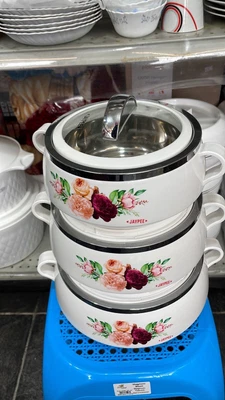 £25 • Buy 3pc Hot Pot Set Food Warmer Thermal Insulated Casserole Serving Dish Round White