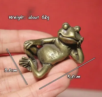 Miniature Brass Thinking Lying Frog Overfrog 62gr   • £25.64