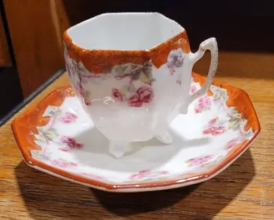 Vintage Bone China Demitasse/Miniature Teacup/Saucer - Pink Rose Garland • $4.99