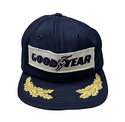 Vintage 80s Goodyear Tires Gold Leaf Captain  SnapBack Hat • $39.95