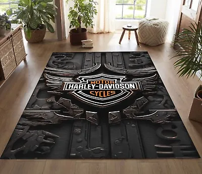 Harley Davidson Rug Motorcycle Rug Motor Company RugLiving Room RugDecor Rug • $83