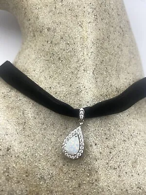 Vintage Opal Choker Deco 925 Sterling Silver Necklace • $88