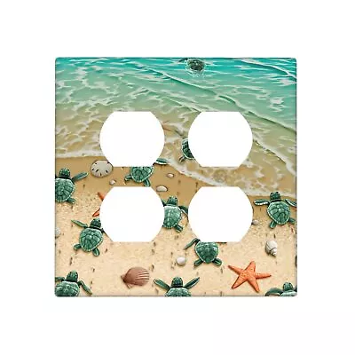 Beach Turtle 2 Gang Double Duplex Comb Light Switch Cover Decorative Wall Pla... • $26.17